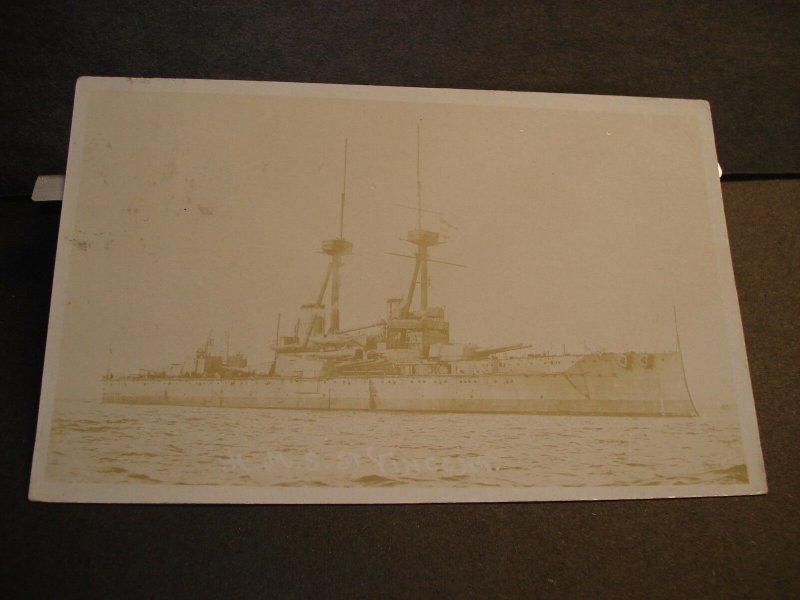 1908 Battleship HMS ST. VINCENT Naval Cover PORTSMOUTH, ENGLAND w/ trial note