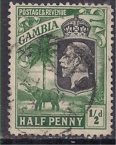 Gambia 1922 KGV 1/2d Deep Green Used SG 122a ( F1311 )