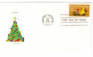 US 1940 (20c) Christmas Bear on Sleigh FDC Art Coy Cachet Unaddressed ECV $19.00