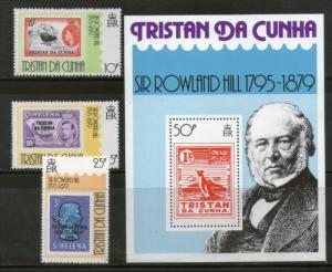 Tristan Da Cunha 1979 Sir Rowland Hill Stamp on Stamp 3v+M/s Sc 260-3 MNH # 1...