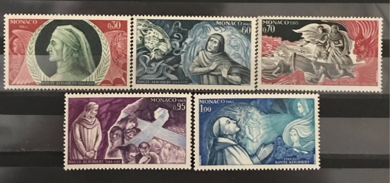 Monaco 1966 #624-8, Dante Alighieri, MNH.