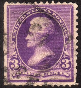 1890, US 3c, Andrew Jackson, Used, Sc 221