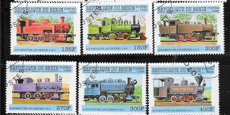 Benin #1047-1052 Steam Engines  (CTO) CV $4.75