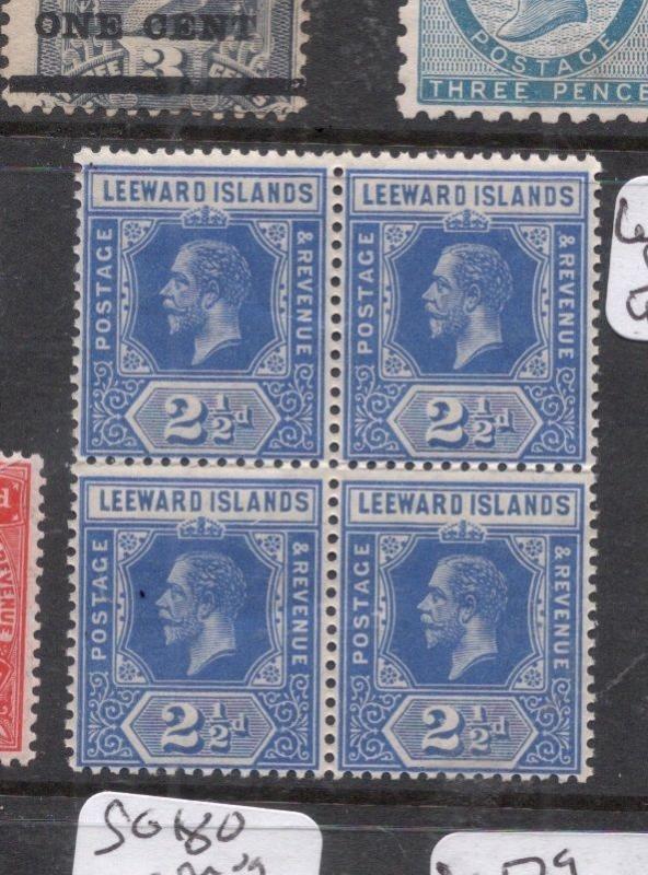 Leeward Islands SG 50a Block of Four MOG (4dhb)