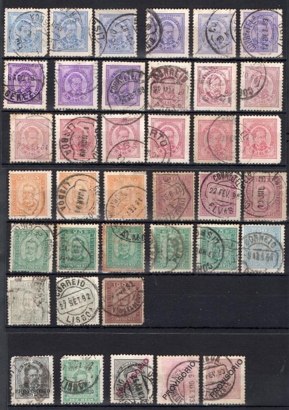 PORTUGAL post CLASSIC STAMPS up to 1900 used cancel postmarks paper perf variety