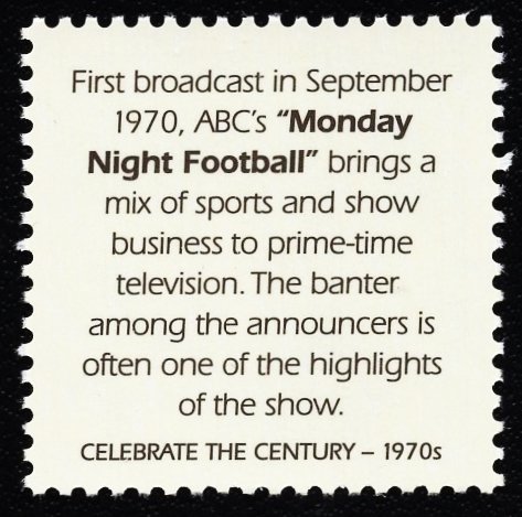 US 3189l MNH VF 33 Cent  Monday Night Football Celebrate the Century 1970s