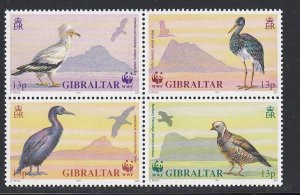 Gibraltar # 594a, Birds, Block of Four Different,  Mint NH, 1/2 Cat.