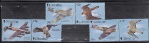 Gibraltar 851-53 Fighter Aircraft and Raptor Birds Mint NH