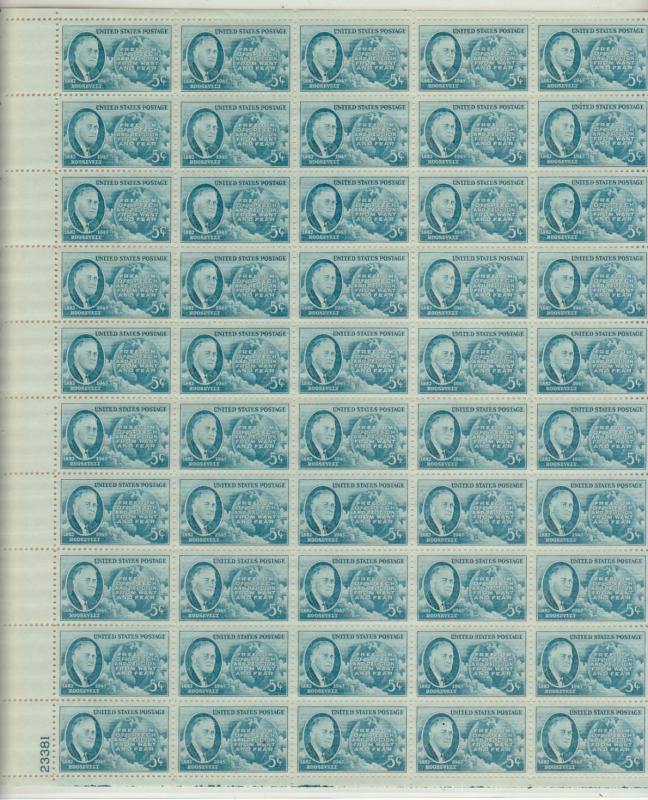 1945 U.S FDR Franklin D. Roosevelt 4 complete sheet set MNH Sc# 930 931 932 933
