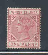 Virgin Islands Sc 14 1883 1d rose Victoria  stamp mint