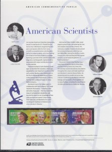 US #811 (41c) American Scientists #4224-4227 USPS Commemorative Stamp Panel