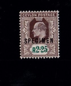 CEYLON # 177 SG 276s VF-MLH 1904, KEVII, 2r-25ct 'SPECIMEN' O/PRINT