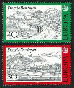 Germany 1248-1249,MNH.Michel 934-935. EUROPE CEPT-1977,Rhon highway;Train.