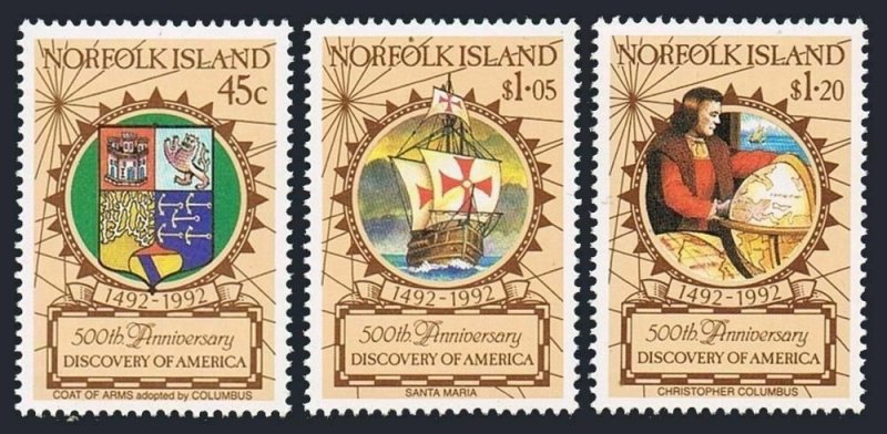 Norfolk 517-519,MNH.Michel 519-521. Discovery of America-500,1992.Columbus.