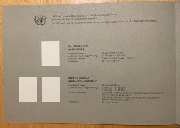 United Nations 1982 Year set with souvenir folder, NY, Geneva, Vienna & flags