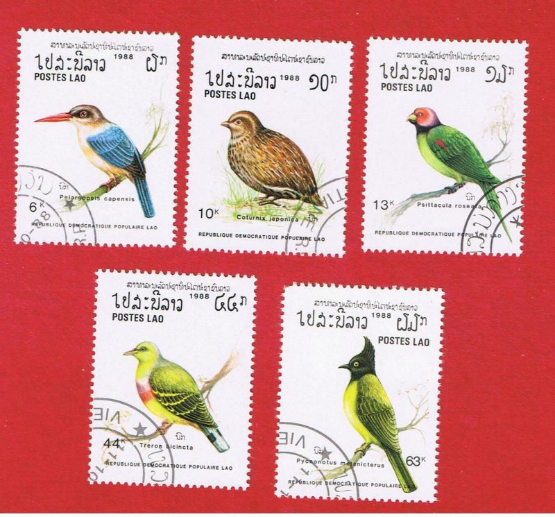 Laos #877-881  VF used  Birds  short set   Free S/H