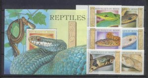 Benin 1170-76 MNH Reptiles/Snakes SCV7.75