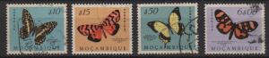 Mozambique 1953 - Scott 364, 365, 369, 380 used - Butterfly