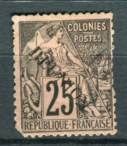 FRENCH COLONIES; REUNION 1890s classic early Optd. issue fine used 25c. value