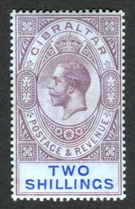 Gibraltar 1912 KGV. 2s dull purple & blue/blue. MCCA. Mint. Lightly hinged. SG82