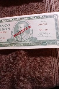 CUBA-1986-BANCO NACIONAL.ANTONIO MACEO.5 PESOS.SPECIMEN.UNCIR.