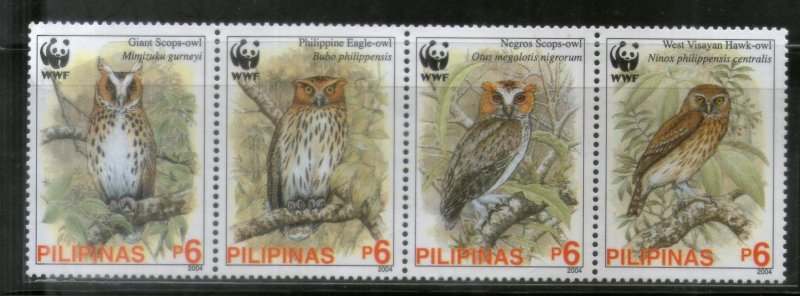 Philippines 2004 WWF Owls Birds of prey Wildlife Animals Fauna Sc 2946-9 MNH 357