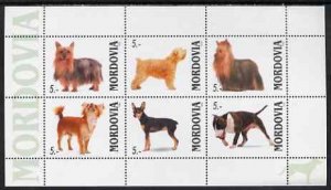 MORDOVIA - 1999 - Dogs #3 - Perf 6v Sheet - Mint Never Hinged -Private Issue