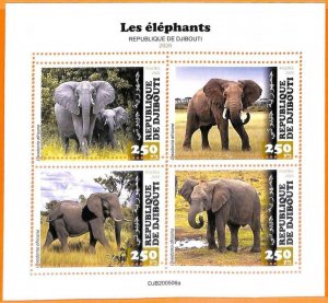 A5816 - DJIBOUTI - ERROR, 2020, MISPERF MINIATURE SHEET: Elephants 
