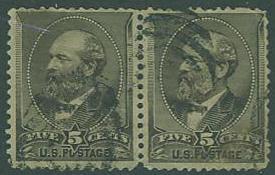 US SC#205 James A. Garfield, 5c, Used Pair