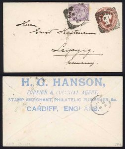1 1/2d Postal Stationery  Uprated H G Hanson Stamp Merchant Philatelic Publisher