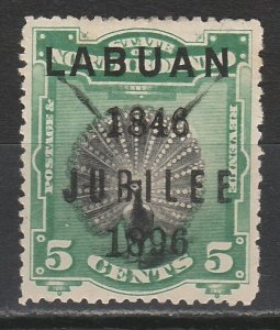 LABUAN 1896 JUBILEE OVERPRINTED BIRD  5C PERF 14.5