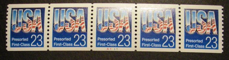 Scott 2606, 23 cent USA Presorted, PNC5, #A1111, MNH Coil Beauty