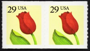 US 2525 MNH VF 29 Cent Flower Coil Pair Roulette Perforation