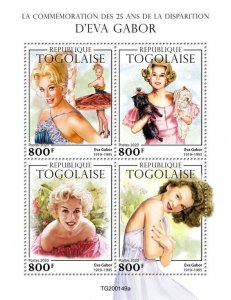 Togo Famous People 2020 MNH Eva Gabor Actress Celebrities 4v M/S