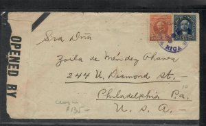 COSTA RICA COVER (P0409B)   1916  5C+10C CENSORED COVER TO USA 