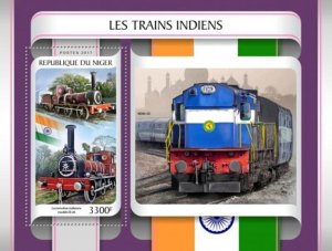 Niger - 2017 Indian Trains - Stamp Souvenir Sheet - NIG17205b