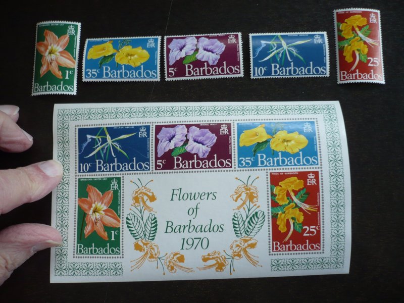 Stamps - Barbados - Scott# 348-352a - Mint Never Hinged Set of 5 & 1 Souvenir