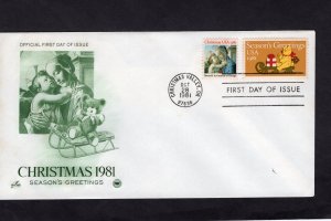 1939-1940 Christmas, pair FDC  ArtCraft/PCS LRG Envelope
