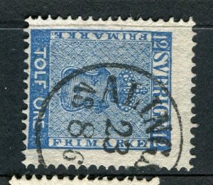 SWEDEN; 1858 early classic ' Ore ' issue used Shade of 12ore. + POSTMARK