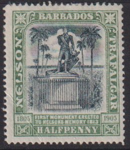 1906 Barbados Lord Nelson Monument half penny issue MLMH Sc# 103 CV $12.00 #2