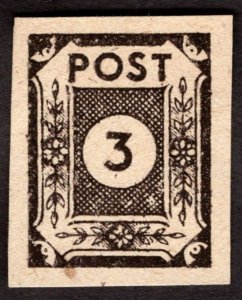 1945, Germany, East Saxony 3pf, MNH, Sc 15N2