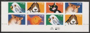 US 3230-3234 3234a Bright Eyes 32c plate block 8 L B444444 MNH 1998