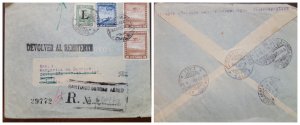 O) 1952  CHILE, UNDELIVED CORRESPONDENCE - RETURN TO SENDER, AIRPLANE OVER CITY,