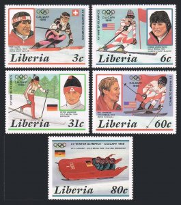 Liberia 1049-1053, 1054, MNH. Michel 1355-1359, Bl.112. Olympics Calgary-1988.