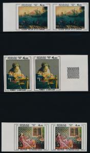 France 1831-3 imperf pairs MNH Art, Paintings, Ship, Vermeer, Balthus