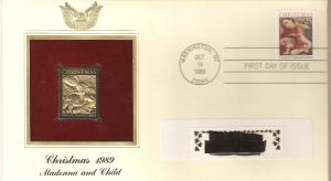 US 2427 FDC Christmas 1989 & Gold Replica