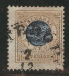 SWEDEN Scott 49 1886 Post Horn on back CV$3