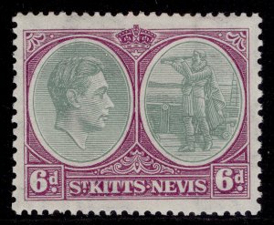 ST KITTS-NEVIS GVI SG74, 6d green & bright purple, M MINT. Cat £14.