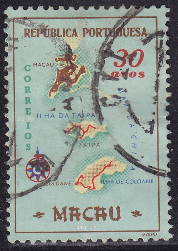 Macao 387 Macao Colony Map 1956