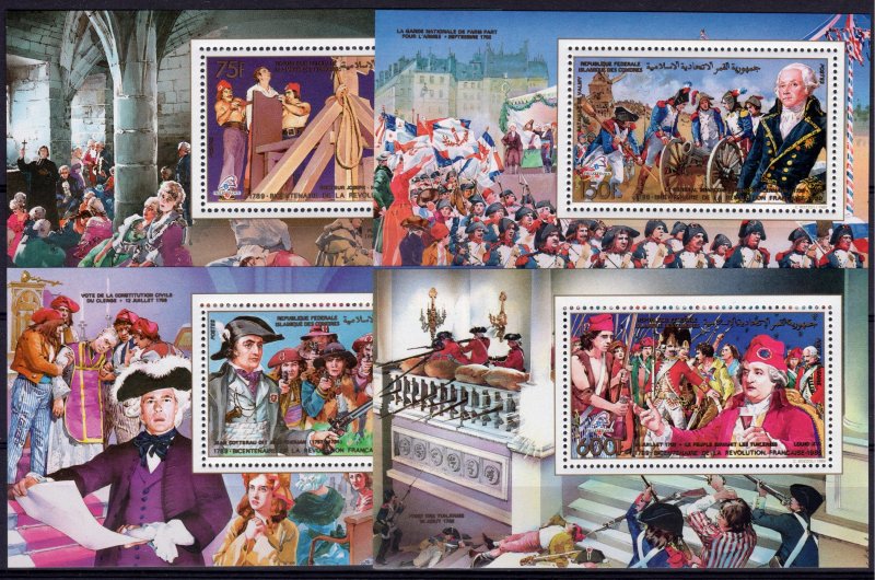 Comoro Islands 1989 Mi#Bl.310/313 FRENCH REVOLUTION BICENTENARY 4 S/S Perf.MNH